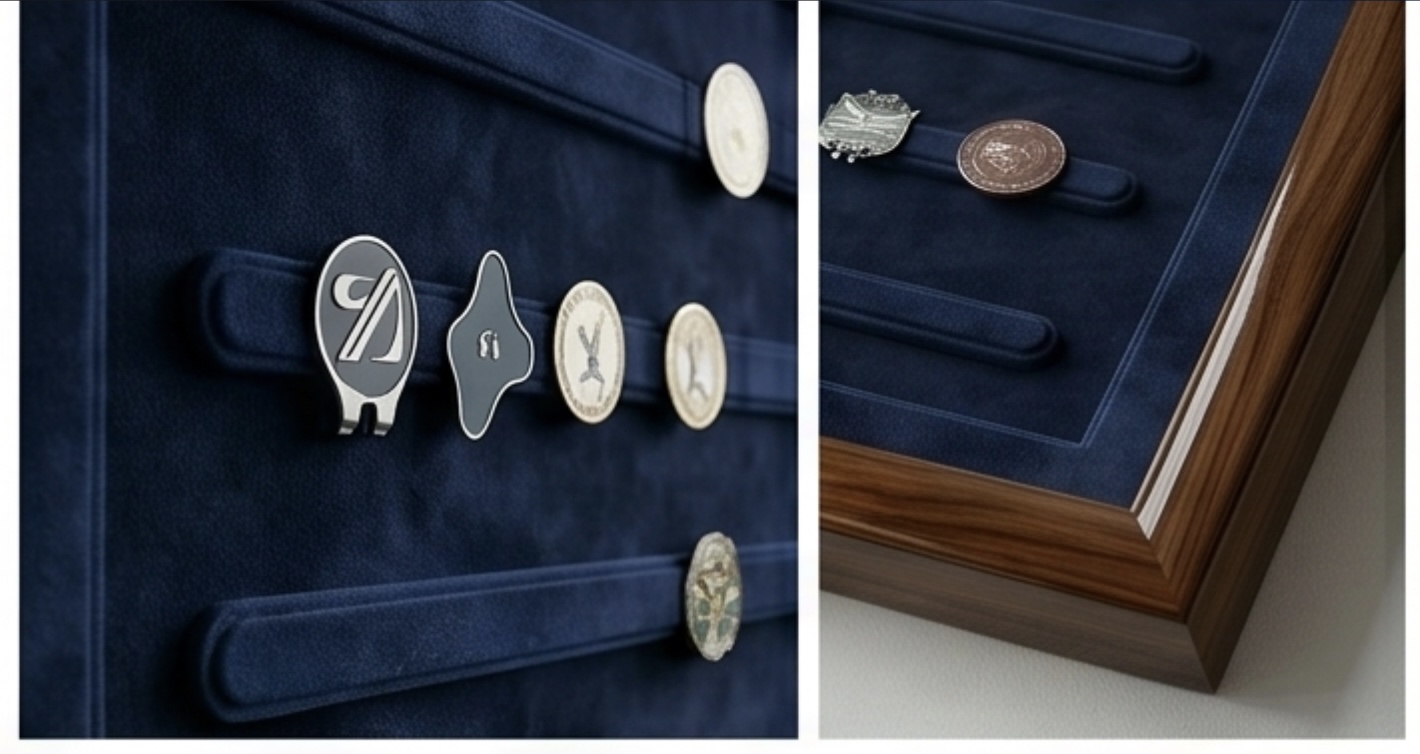Premium frame corner detail with gold hardware
